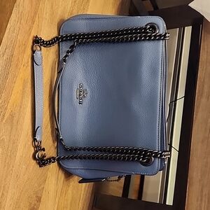 COACH Stone blue pebble leather Bryant convertible shoulder bag